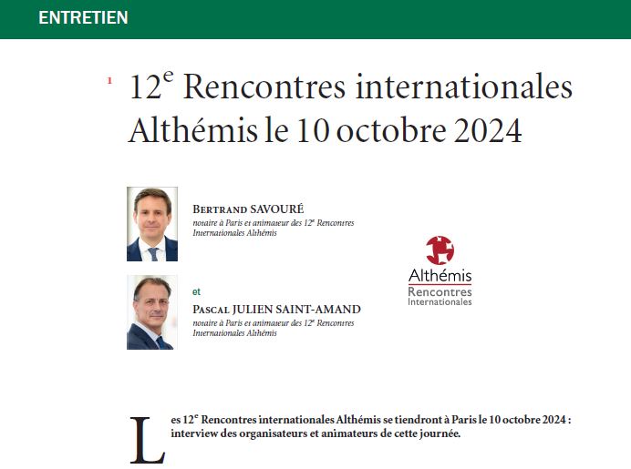 Revue fiscale du patrimoine LexisNexis N°9 septembre 2024 12 Rencontres internationales Althemis 2024 Lexunion